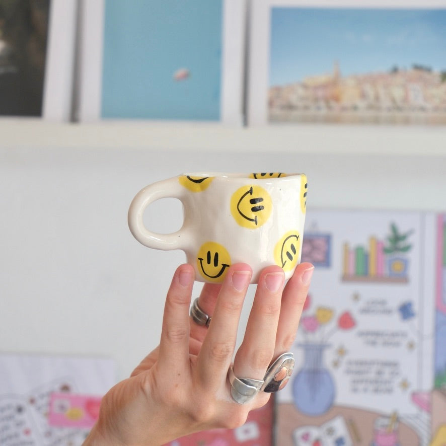 Yellow Smiley Mug - Espresso
