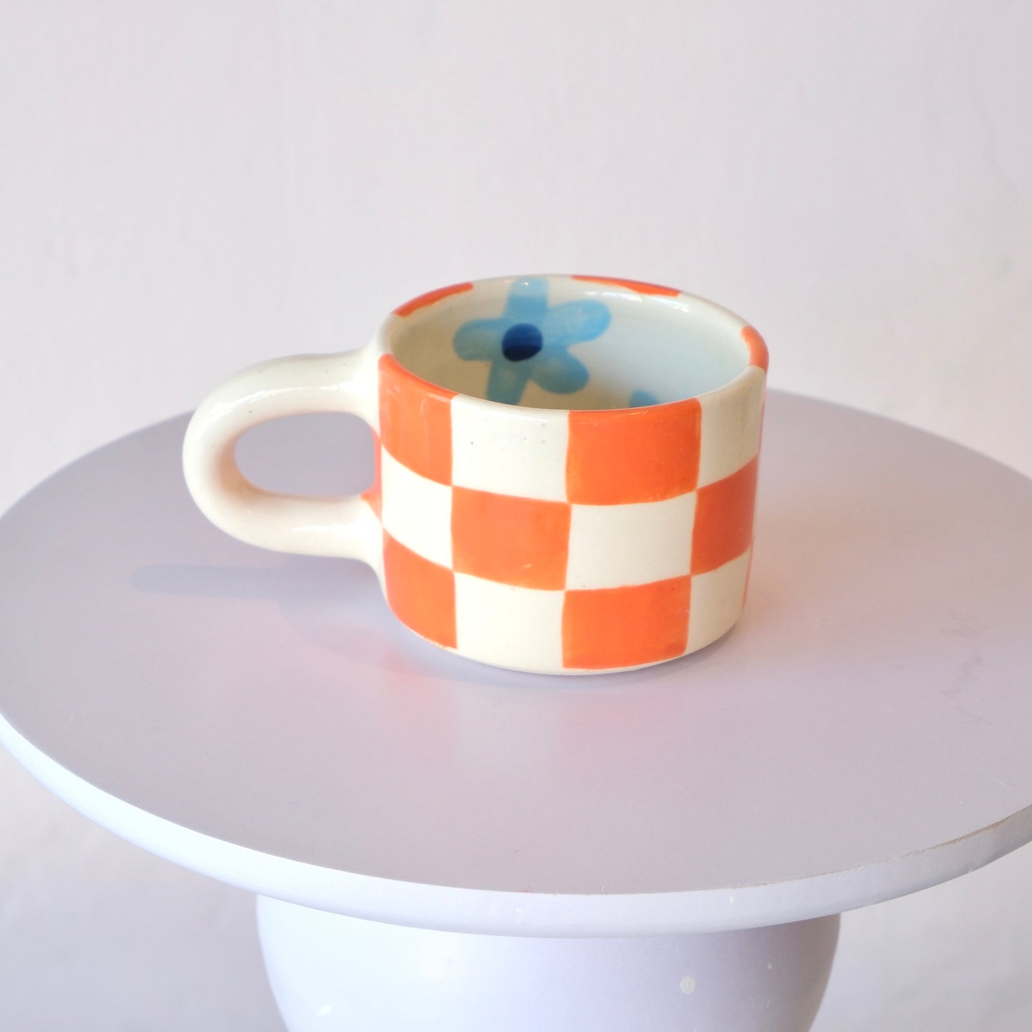 Checkered Orange Flower Cup