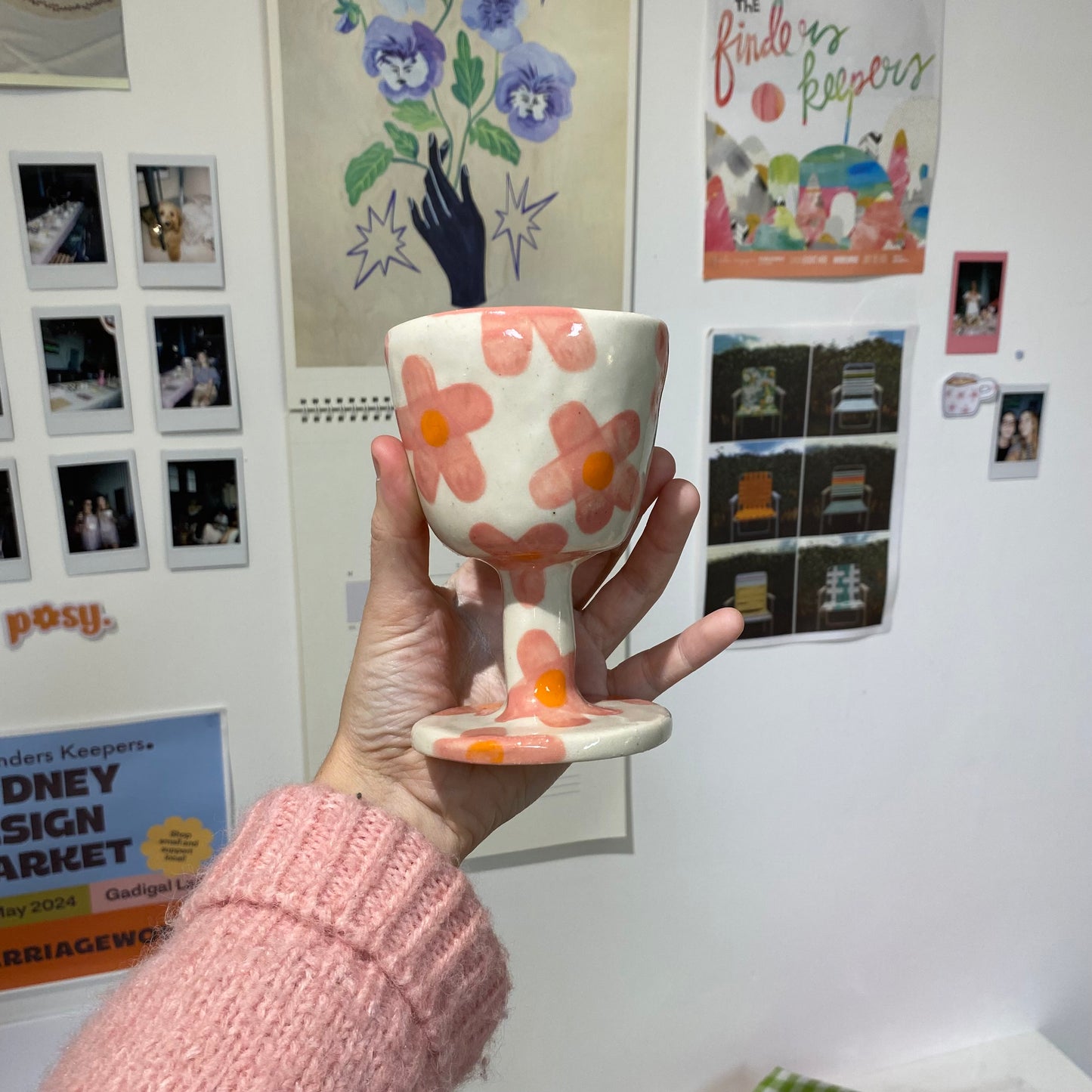 Pink Groovy Flower Goblet