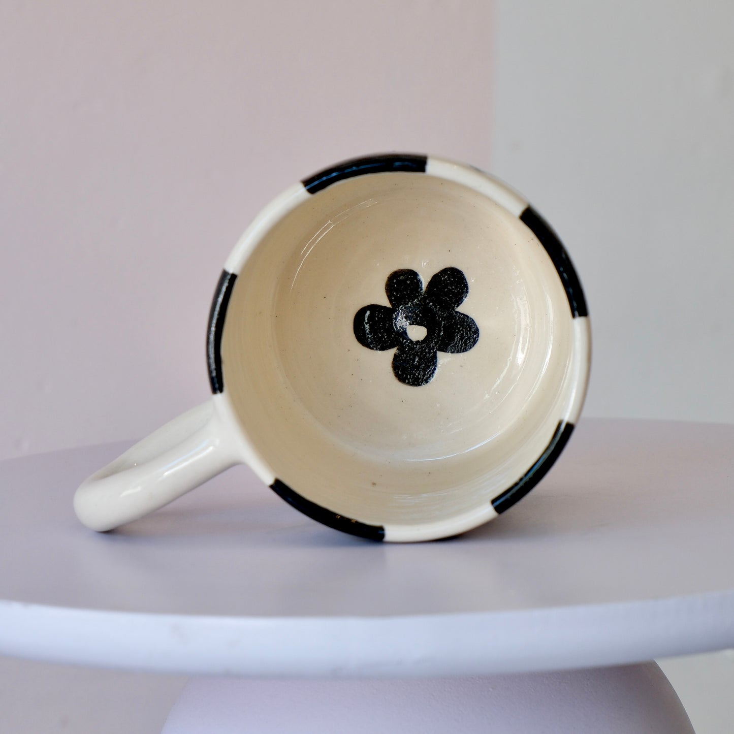 Checkered Black Flower Cup