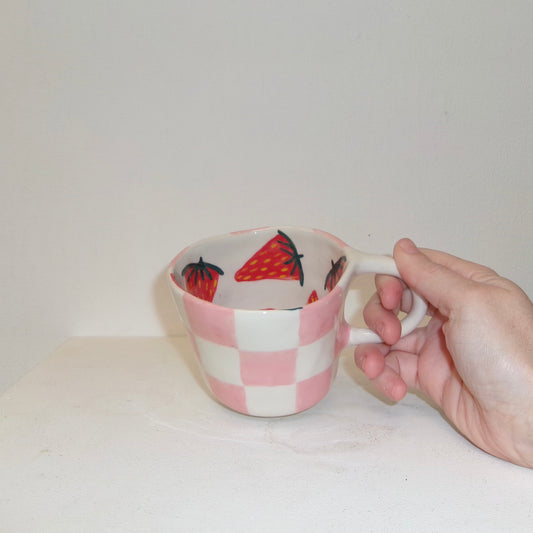 Checkered Strawberry Mug