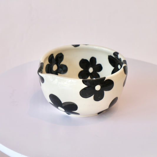 Black Flower Matcha Bowl