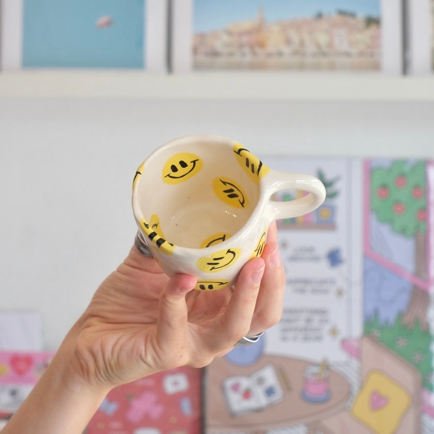Yellow Smiley Mug - Espresso