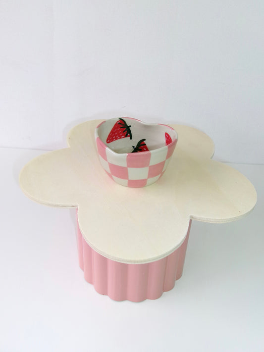 Checkered Strawberry Heart Cup
