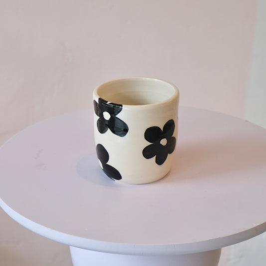Black Flower Tumbler