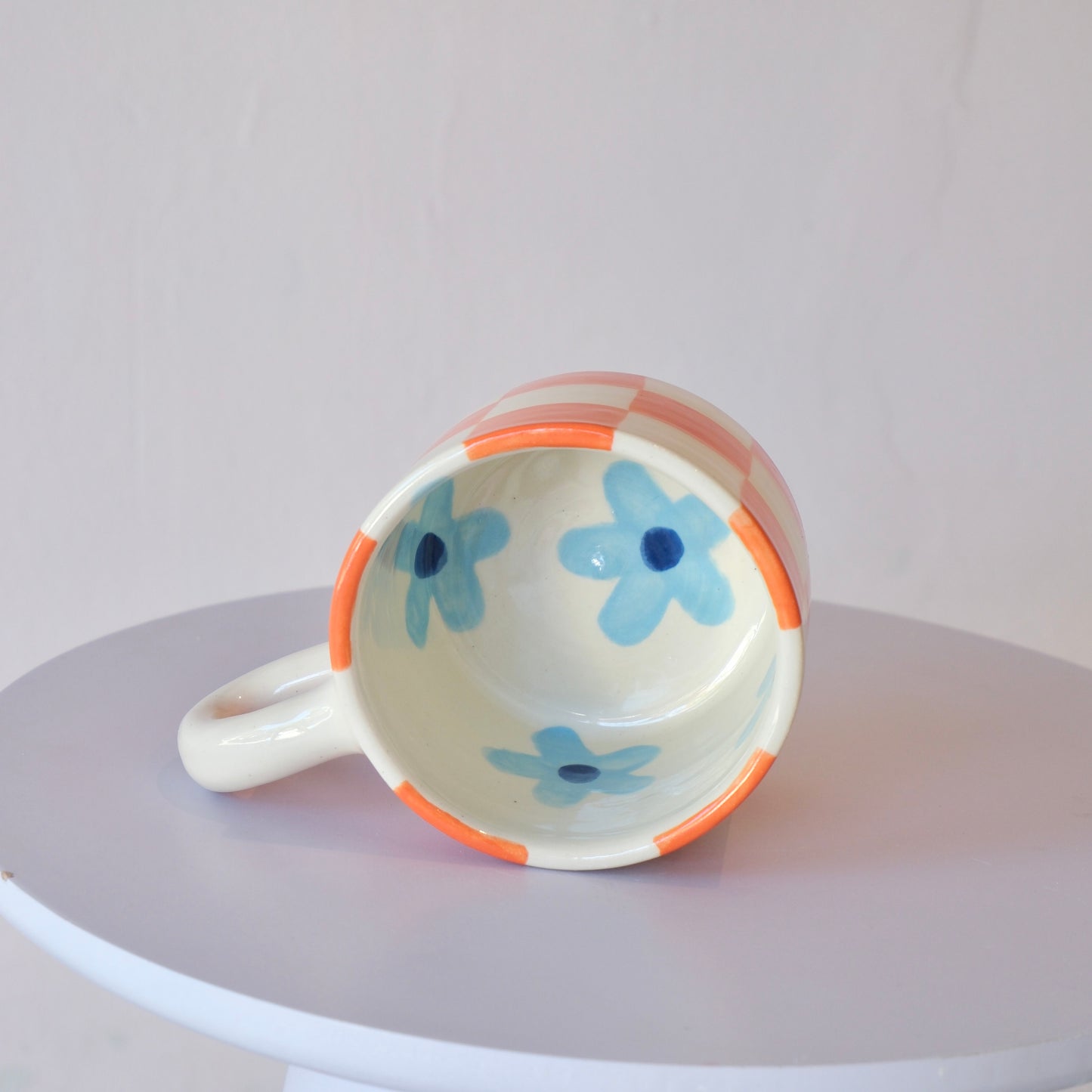 Checkered Orange Flower Cup