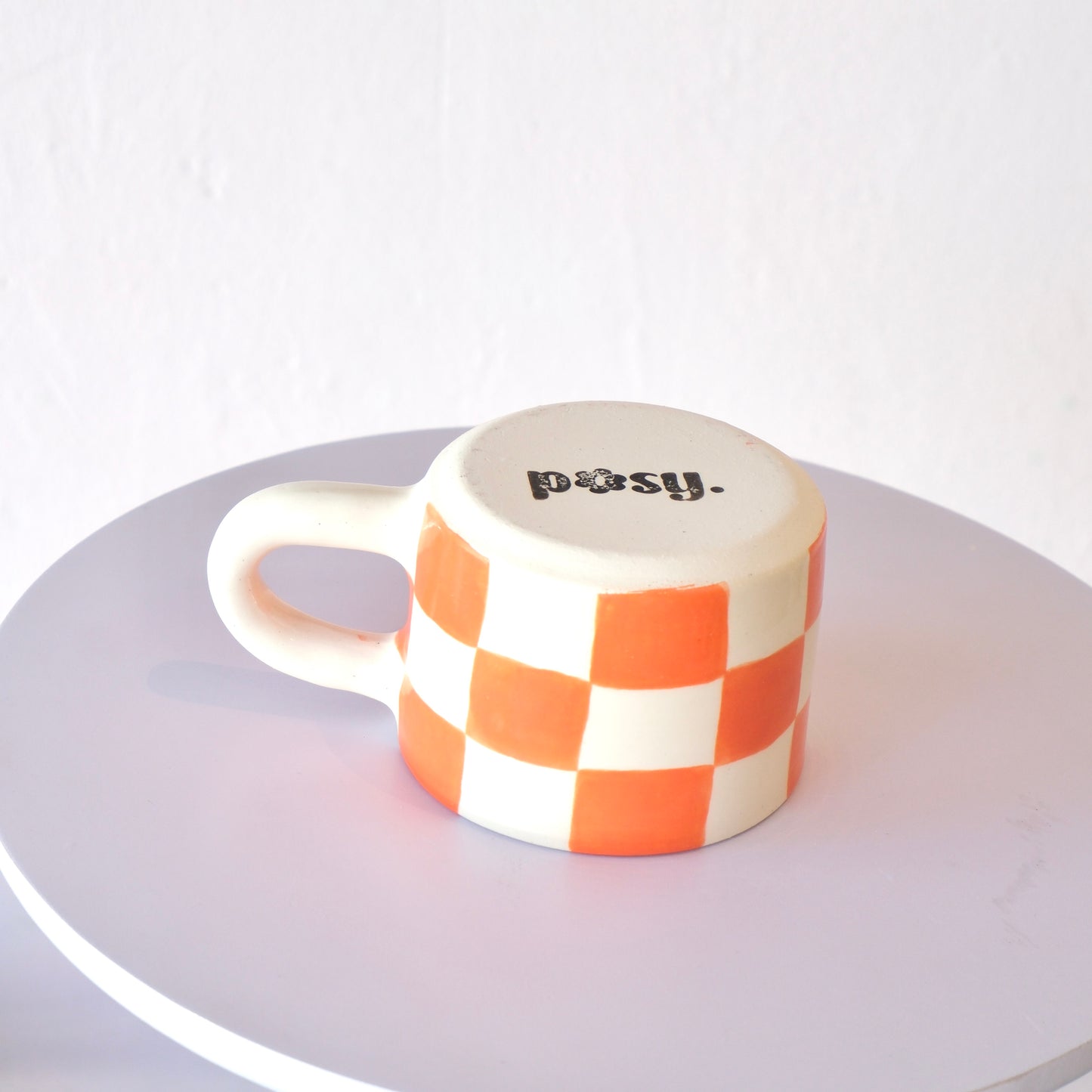 Checkered Orange Flower Cup